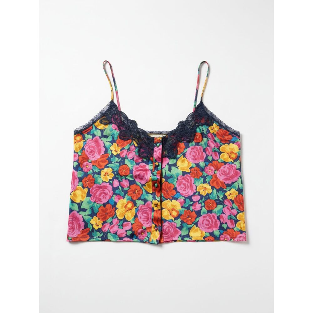 Vintage Victoria's Secret Gold Label Floral Satin Lace Beaded Cami Top Medium